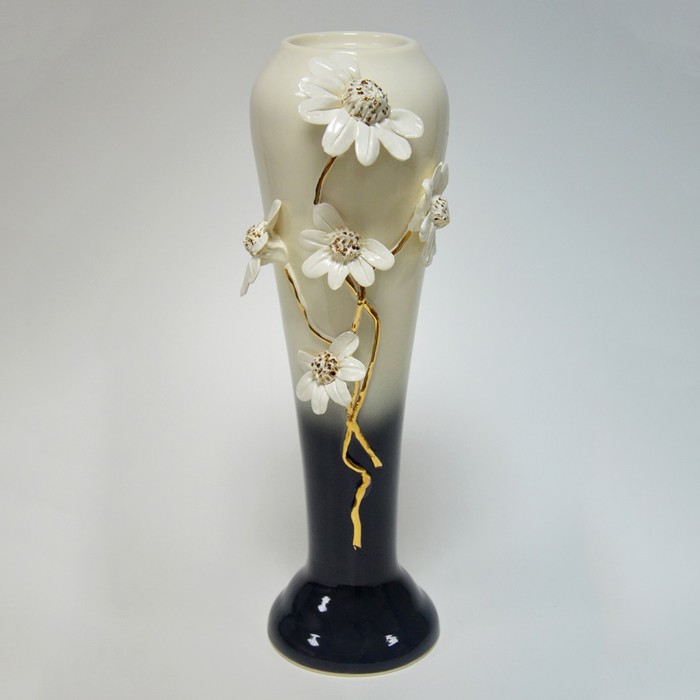 Ваза "Ромашка" черно-белая 40 см