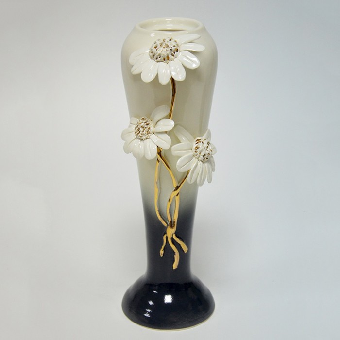 Ваза "Ромашка" черно-белая 30 см