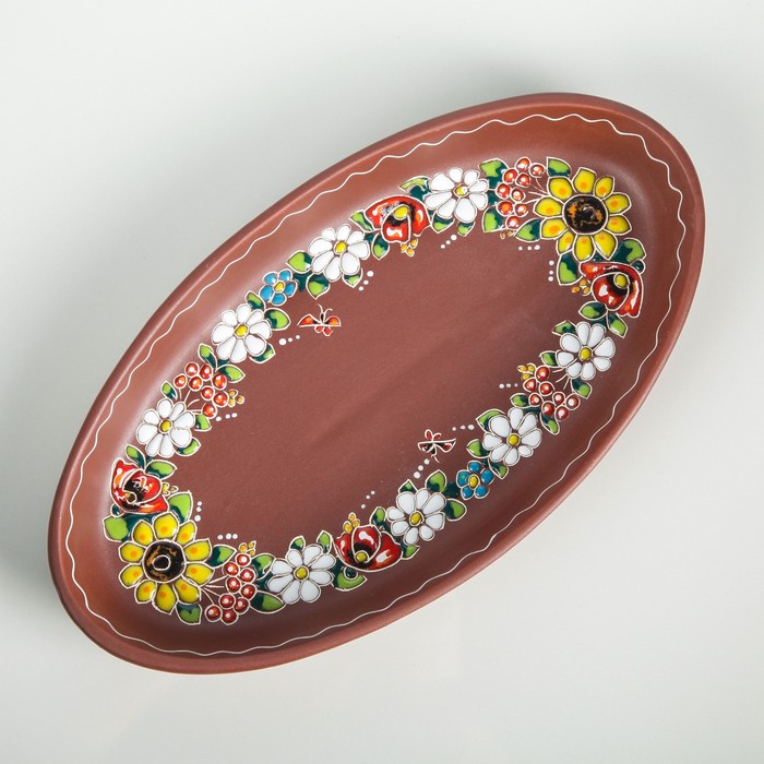 Блюдо для заливного (360х200х50)мм декор "БУКЕТ"