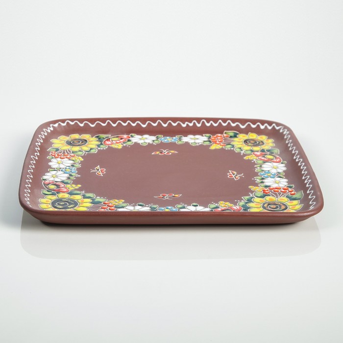 Блюдо квадратное, 28 х 28 см, декор "Букет"