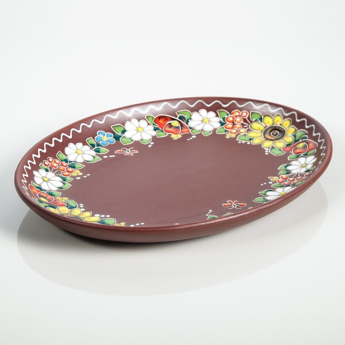 Блюдо овальное середнее 30 х 22,5 см, декор "Букет"