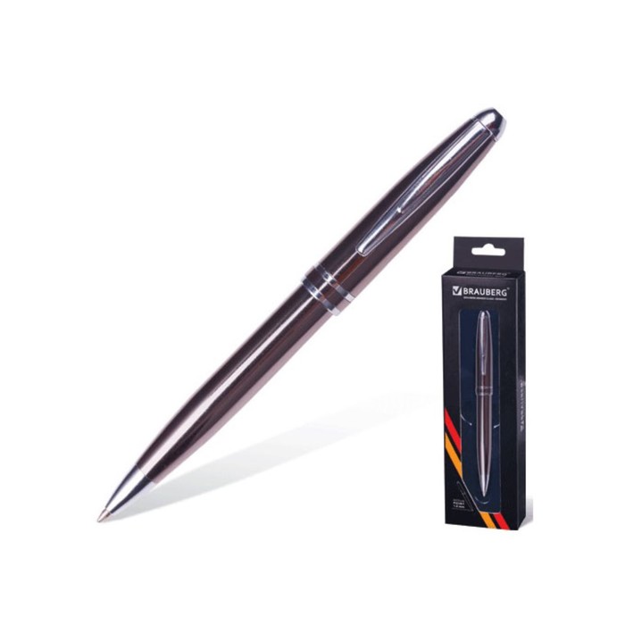 Ручка шариковая BRAUBERG "Oceanic Grey", с серыми деталями, стержень синий 141420
