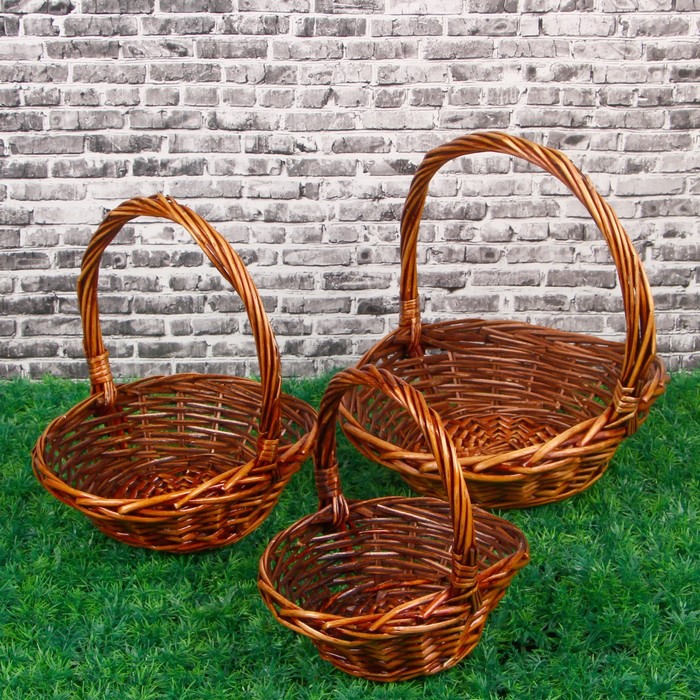 Набор корзин «Лукошко», 3 шт: 32×26×10/30 см, 26×20×9/26 см, 23×18×8/21 см, лоза