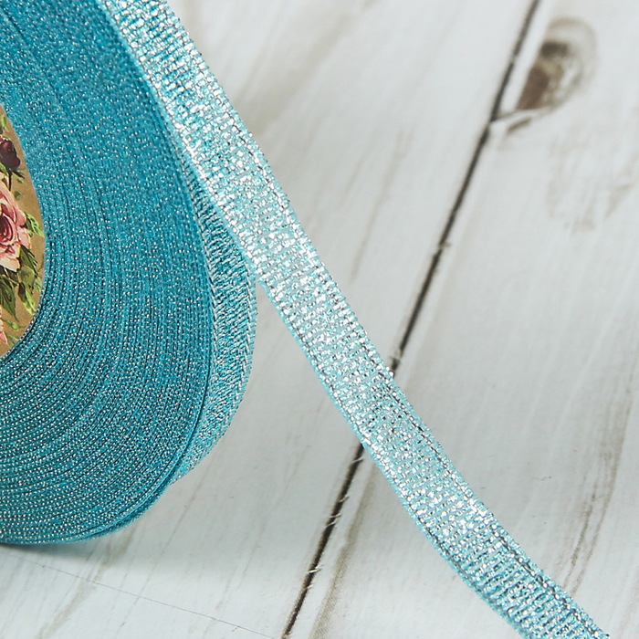 Лента парчовая, ширина 6мм, 23±1м, №70, цвет голубой