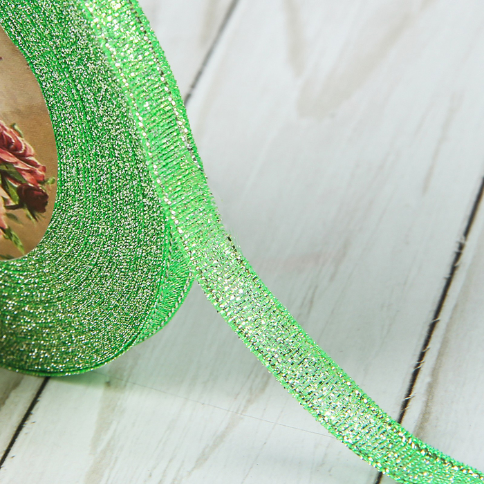 Лента парчовая, ширина 6мм, 23±1м, №159, цвет салатовый