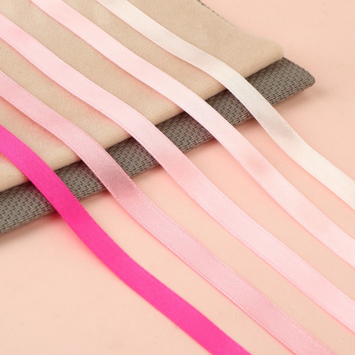 Набор атласных лент, 5 шт, размер 1 ленты: 10 мм × 23 ± 1 м, цвет розовый спектр