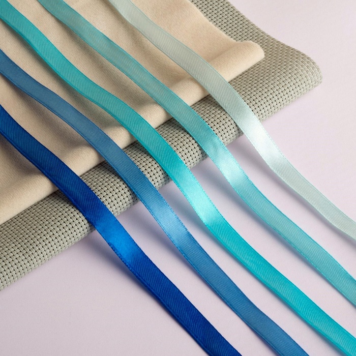 Набор атласных лент, 5 шт, размер 1 ленты: 10 мм × 23 ± 1 м, цвет синий спектр