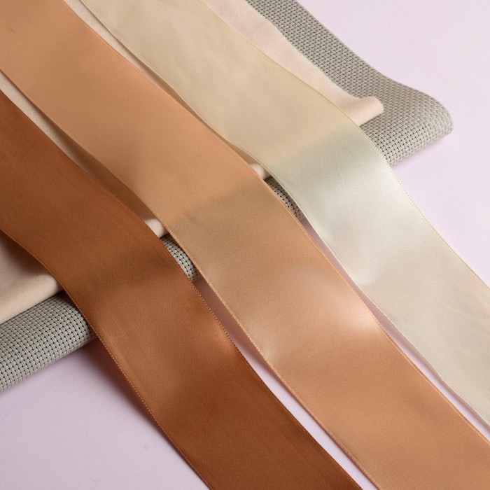 Набор атласных лент, 50мм, 23±1м, 3шт, спектр бежевого цвета