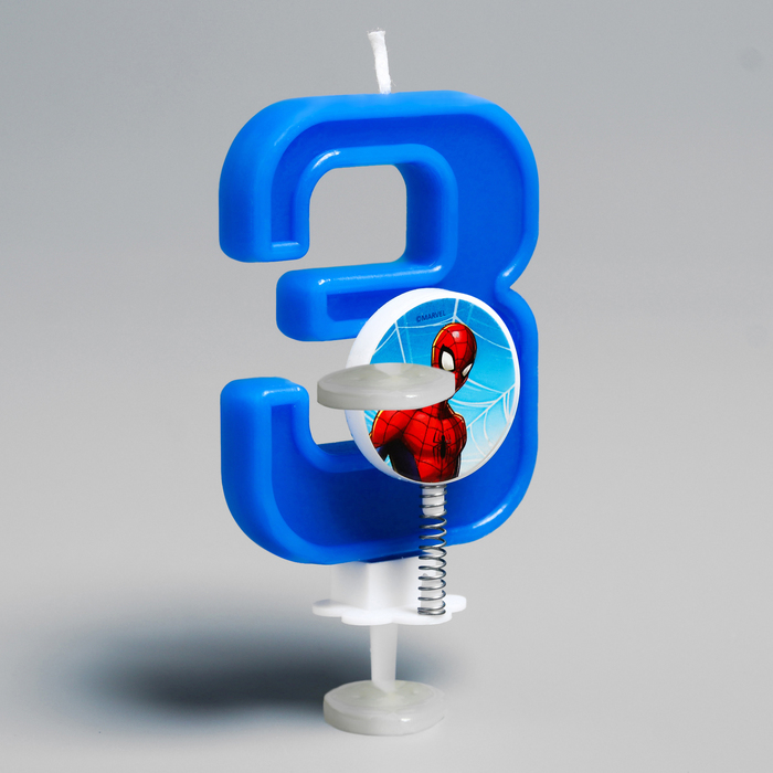Свеча в торт "3", Человек паук