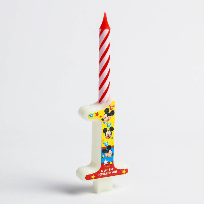 Свеча в торт цифра Дисней "1", Микки Маус