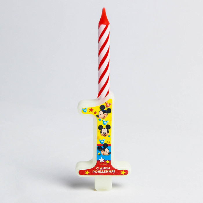 Свеча в торт цифра Дисней "1", Микки Маус
