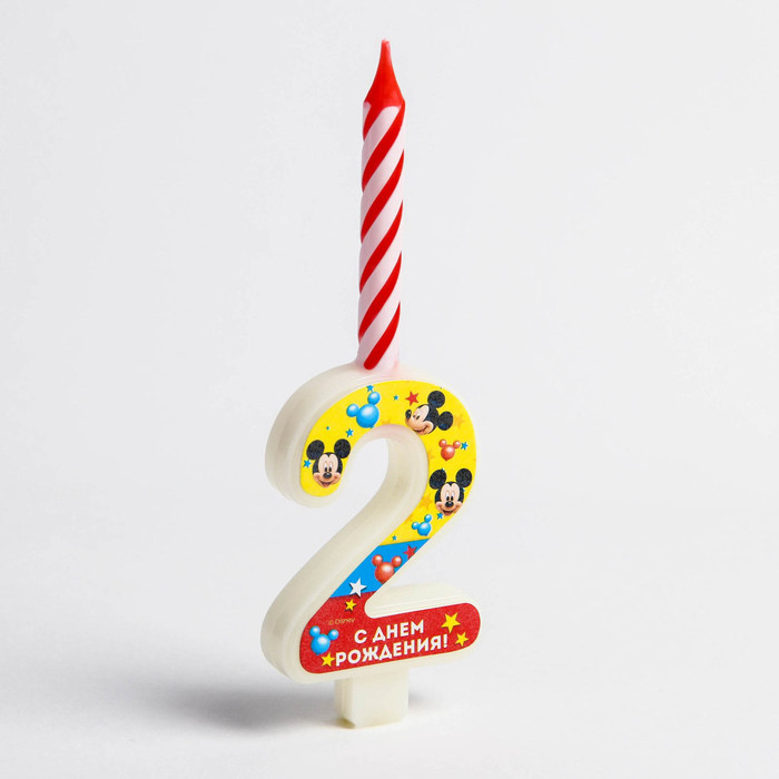 Свеча в торт цифра Дисней "2", Микки Маус