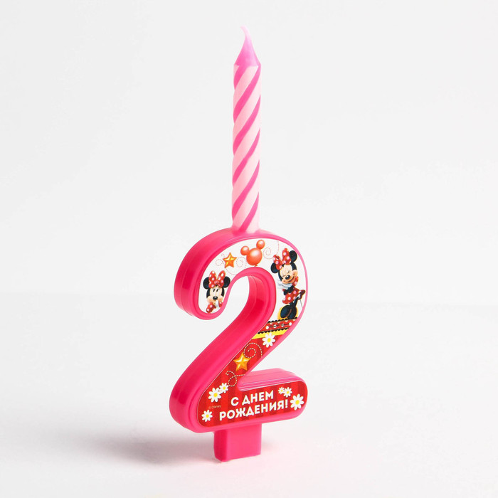 Свеча в торт цифра Дисней "2", Минни Маус