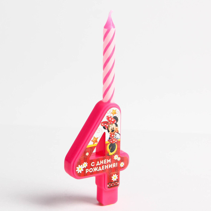 Свеча в торт цифра Дисней "4", Минни Маус