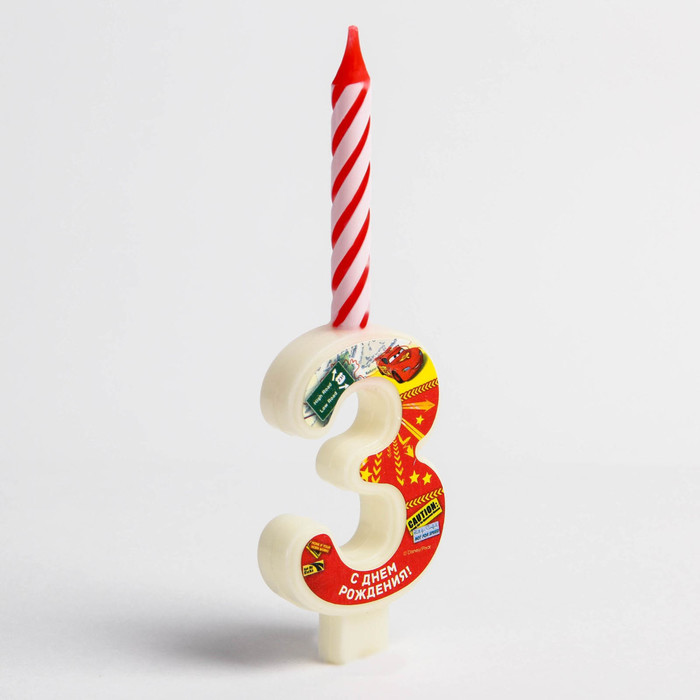 Свеча в торт цифра Дисней "3", Тачки