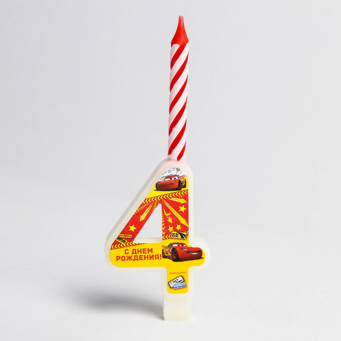 Свеча в торт цифра Дисней "4", Тачки