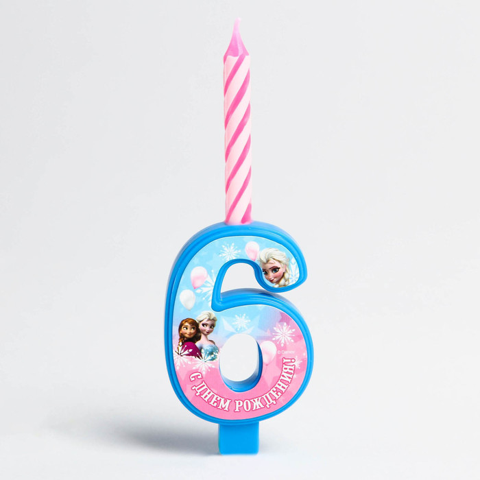 Свеча в торт цифра Дисней "6", Холодное сердце