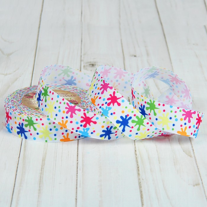 Лента репсовая "Кляксы", 25мм, 18±1м