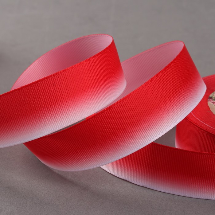 Лента репсовая "Градиент", 25мм, 18±1м, цвет красный