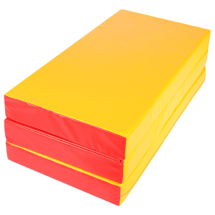 Мат складной, 100х150х10 см, 2 слож, цвет красный/жёлтый