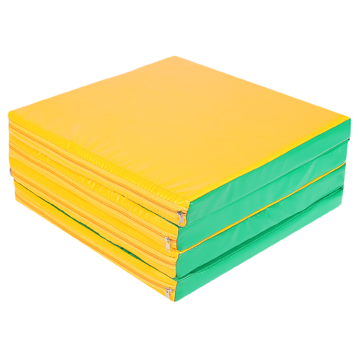 Мат складной, винилискожа 18 кг/м3, 1х1х0,05, 3 сложения, цвет зелёный/жёлтый