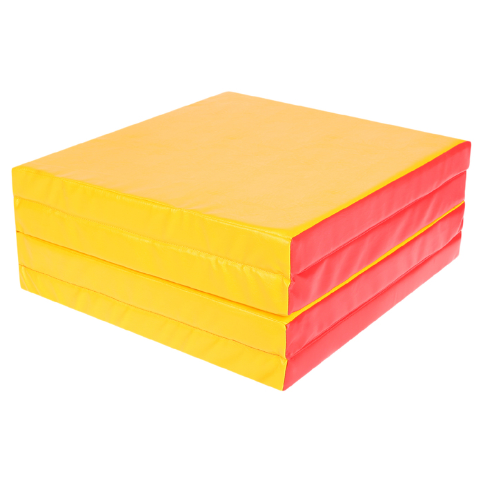 Мат складной, винилискожа 18 кг/м3, 1х1х0,05, 3 сложения, цвет красный/жёлтый