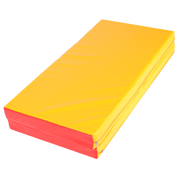 Мат гимнастический складной, 1 слож., 1000х1000х80 мм, цвет красный/жёлтый