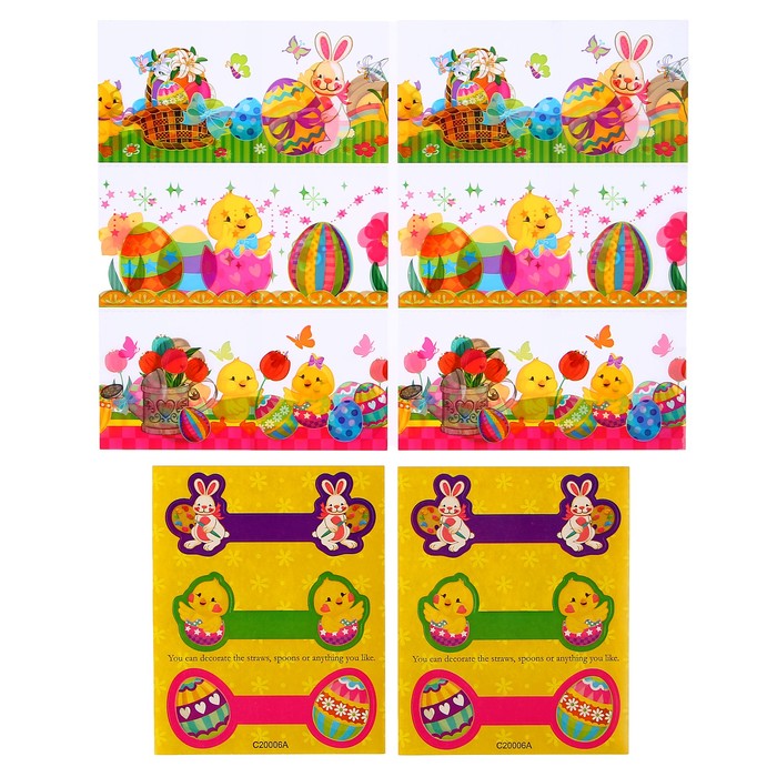 Наклейки и термоэтикетки для украшения праздничной посуды микс