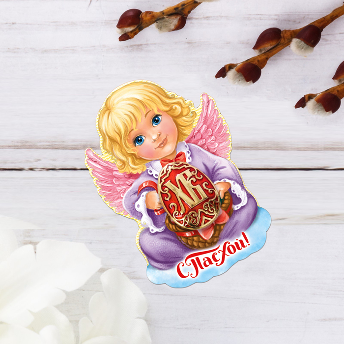 Яйцо-магнит на открытке "Ангелок"