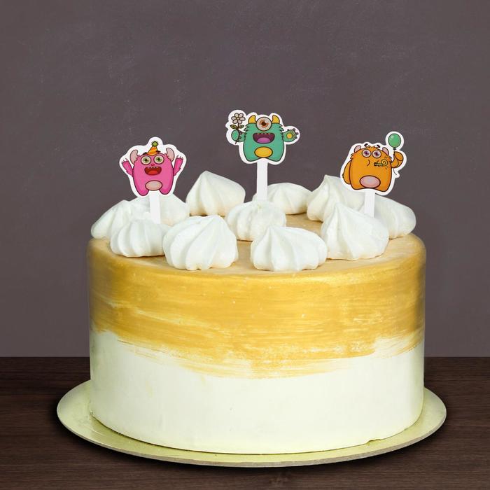 Топпер в торт "Весёлые монстрики", набор 10 шт.
