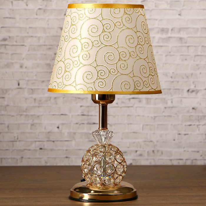Лампа настольная "Хрустальный цветок" 40W E27 золото 21х21х36,5 см