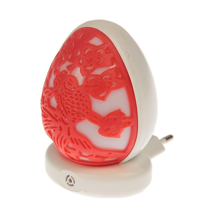 Ночник пластик LED "Карп в цветах" с датчиком темноты 220В МИКС 9х5х6 см