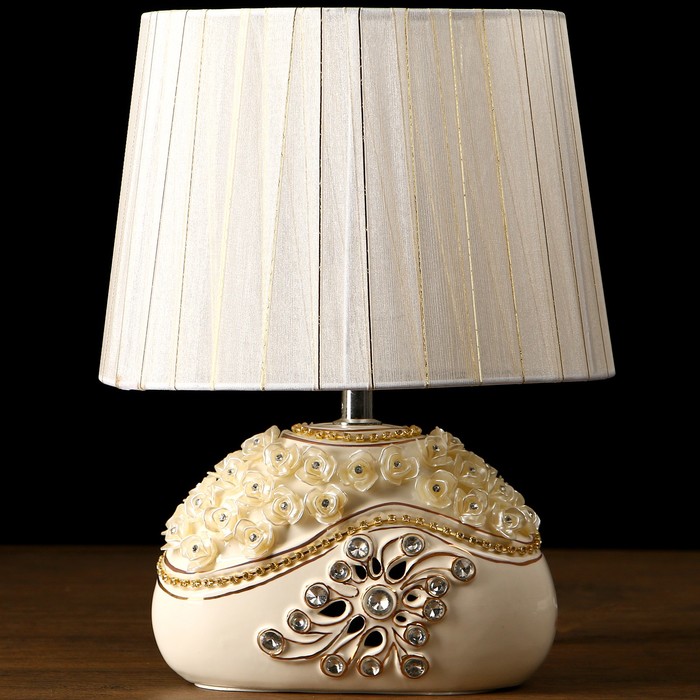 Лампа настольная керамика стразы "Ромашковое поле" Е14 40W 220В 37,5х25х25 см