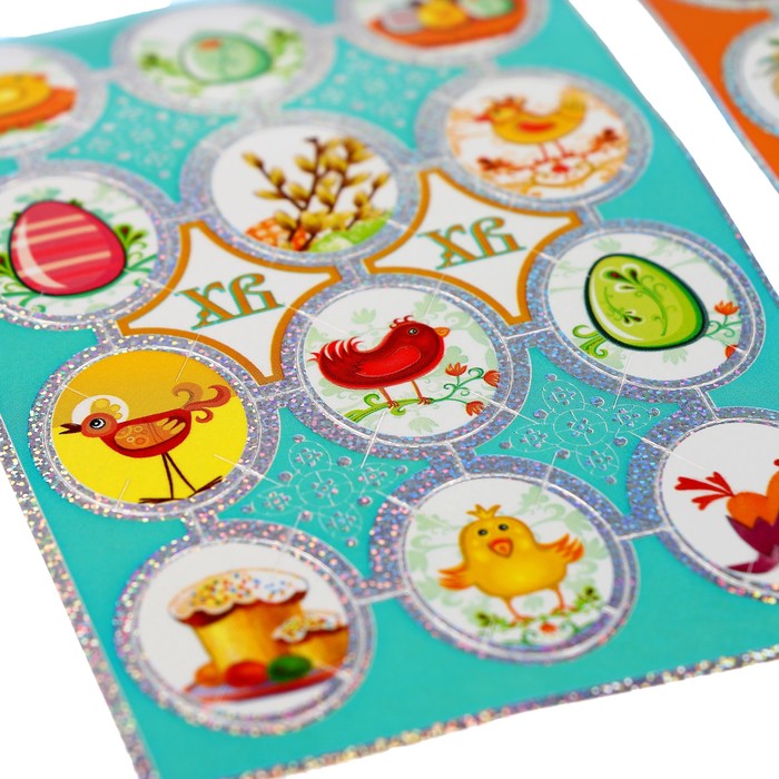 Наклейки для украшения яиц "Голографические - яйца" МИКС