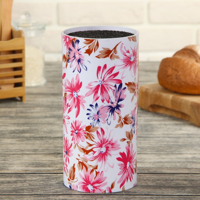 Подставка для ножей 11х22 см "Цветы" с наполнителем