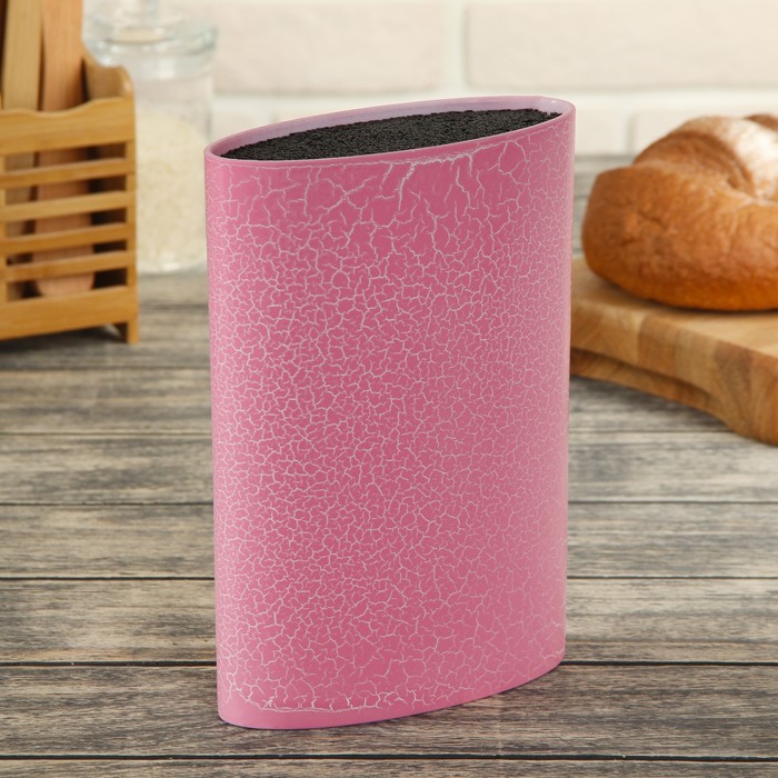 Подставка для ножей 16х6,5х22 см "Розовый разлом" с наполнителем