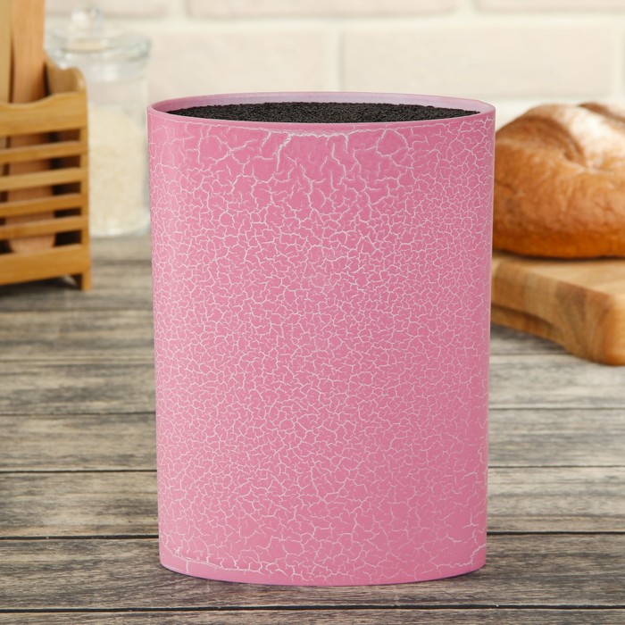 Подставка для ножей 16х6,5х22 см "Розовый разлом" с наполнителем