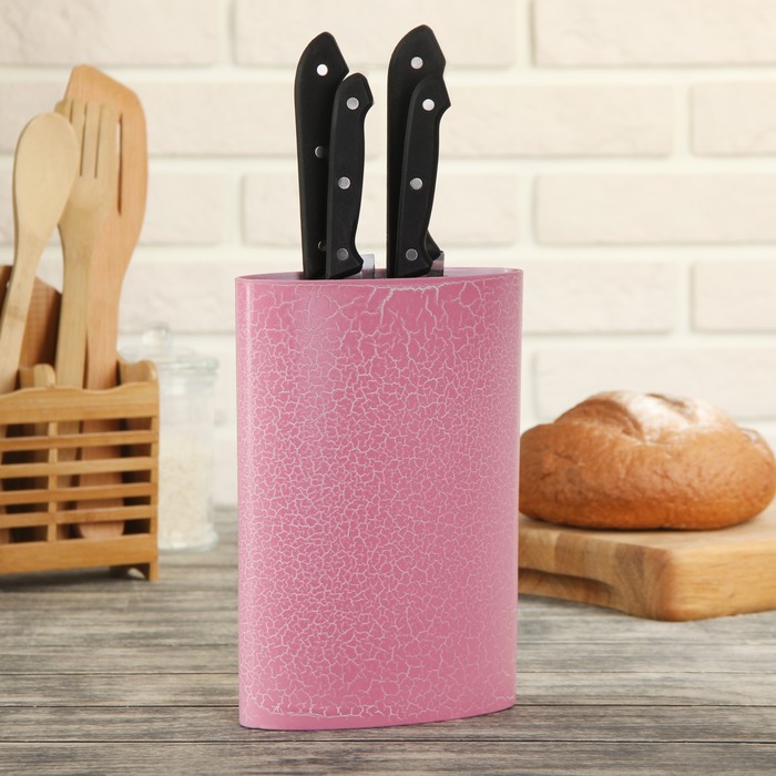 Подставка для ножей 16х6,5х22 см "Розовый разлом" с наполнителем