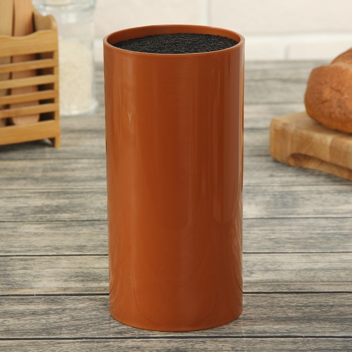 Подставка под ножи с наполнителем 11х11х22, цвет коричневый