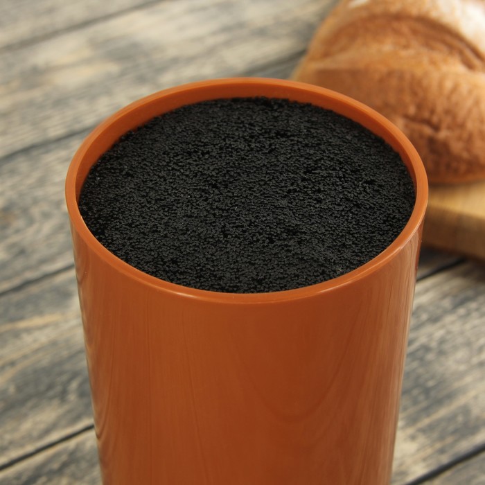 Подставка под ножи с наполнителем 11х11х22, цвет коричневый