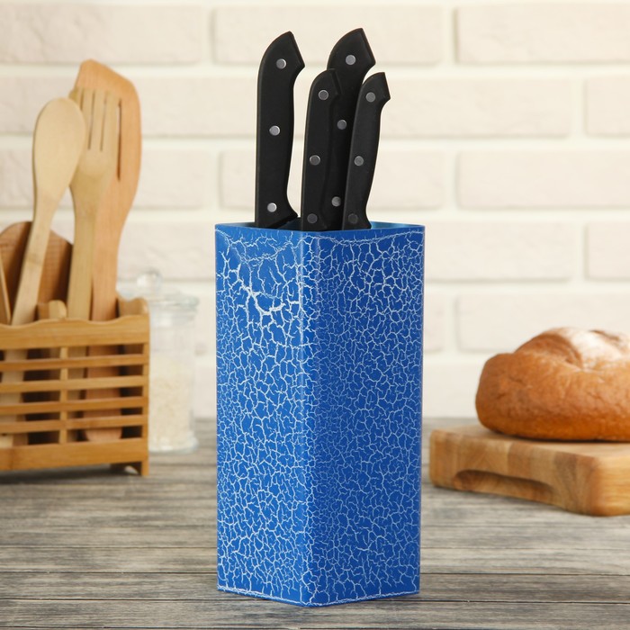 Подставка для ножей 10х22 см "Синий разлом" с наполнителем