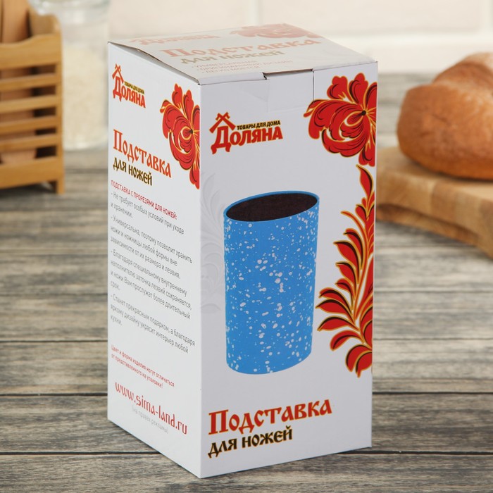 Подставка для ножей 10х22 см "Синий разлом" с наполнителем