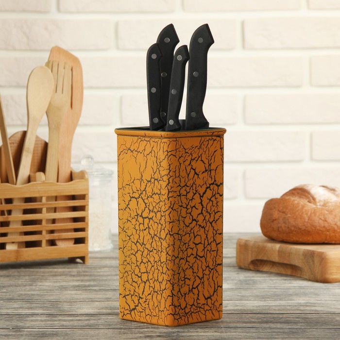 Подставка для ножей 10х22 см "Оранжевый разлом" с наполнителем