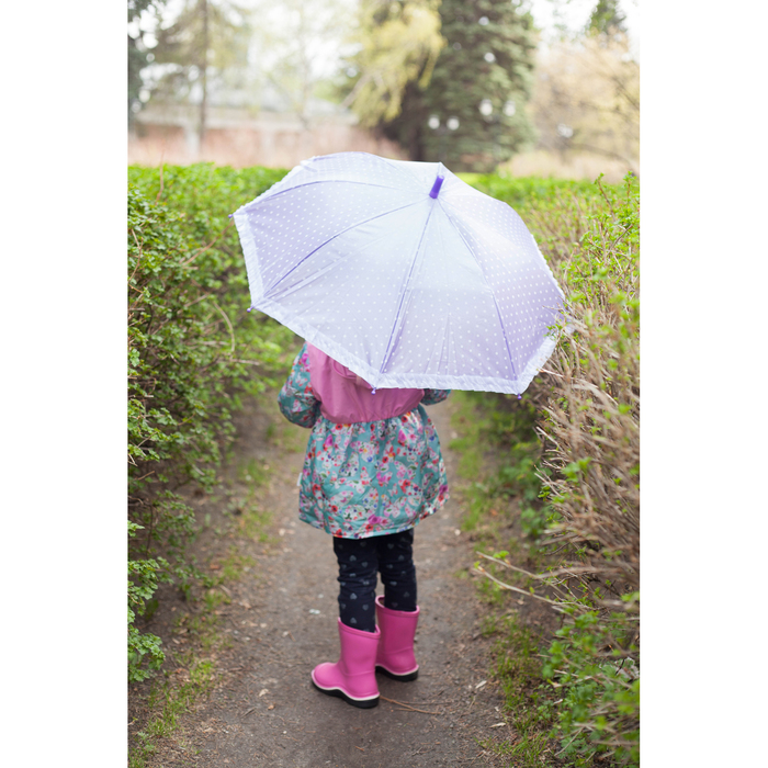 Зонт-трость "Горошек с рюшами", полуавтоматический, со свистком, R=38см, цвет фиолетовый