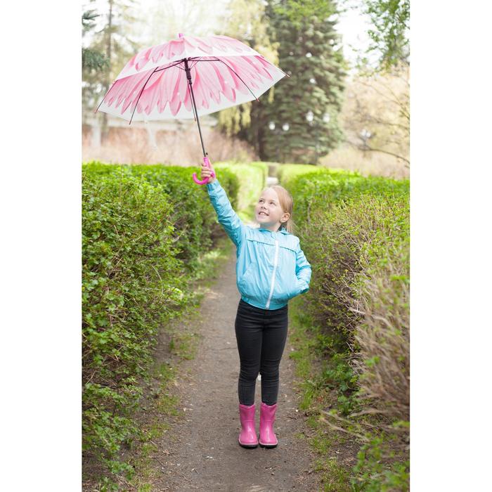 Зонт-трость "Гербера", полуавтоматический, со свистком, R=41см, цвет розовый
