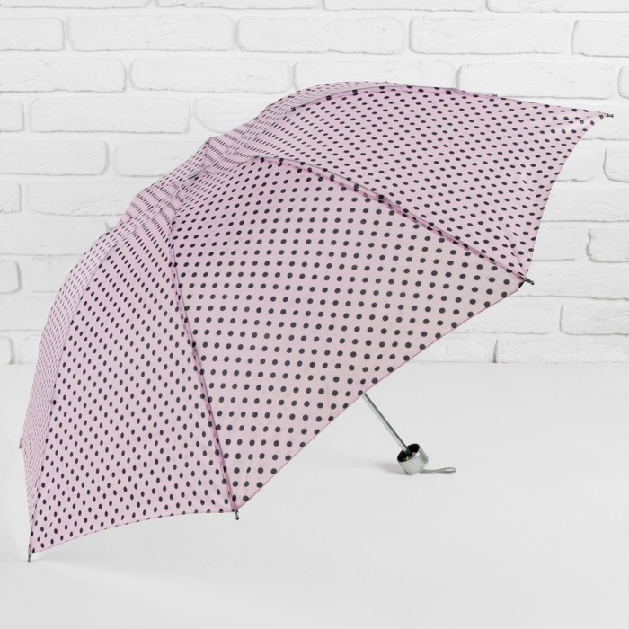 Зонт механический "Горошек", R=49см, цвет розовый