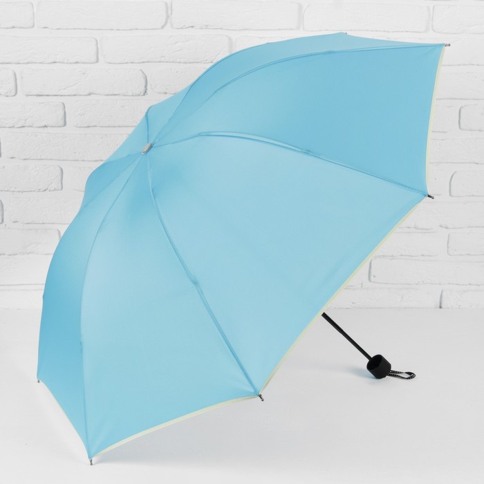 Зонт механический "Каёмка", R=49см, цвет голубой