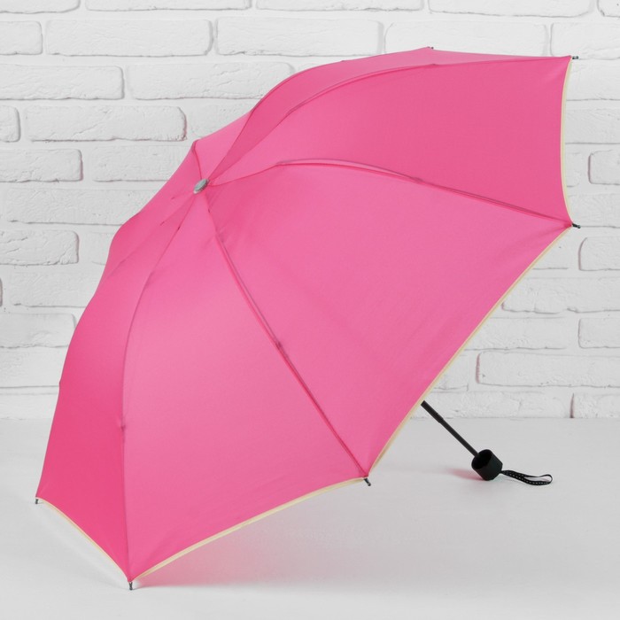Зонт механический "Каёмка", R=49см, цвет розовый