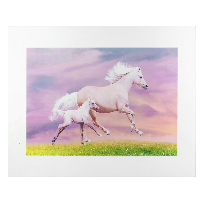 Картина на стекле "Лошадь и жеребёнок" 50х40 см