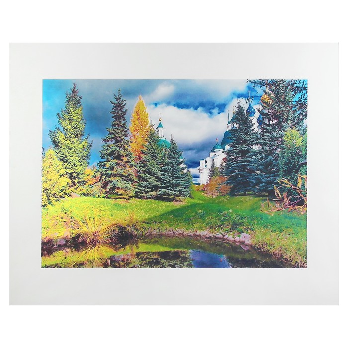 Картина на стекле "Храм за деревьями" 50х40 см